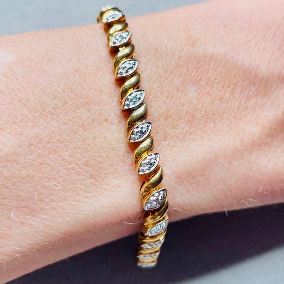 Ross Simons Gold Vermeil Diamond Accent Tennis Bracelet - Picture 2 of 8